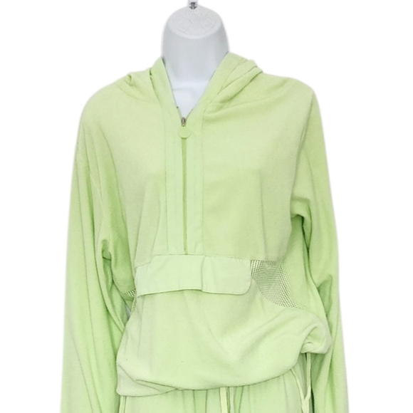 STAN HERMAN Hooded Velour Lounge Set Size Medium 1/2 Zip Jacket Pants Set - Picture 3 of 6